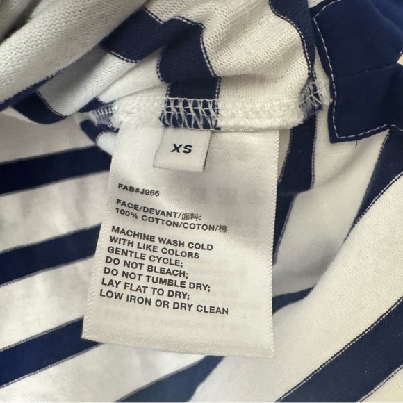 Lafayette 148 boat neck long sleeve navy white striped nautical cotton top Sz XS - Picture 3 of 5